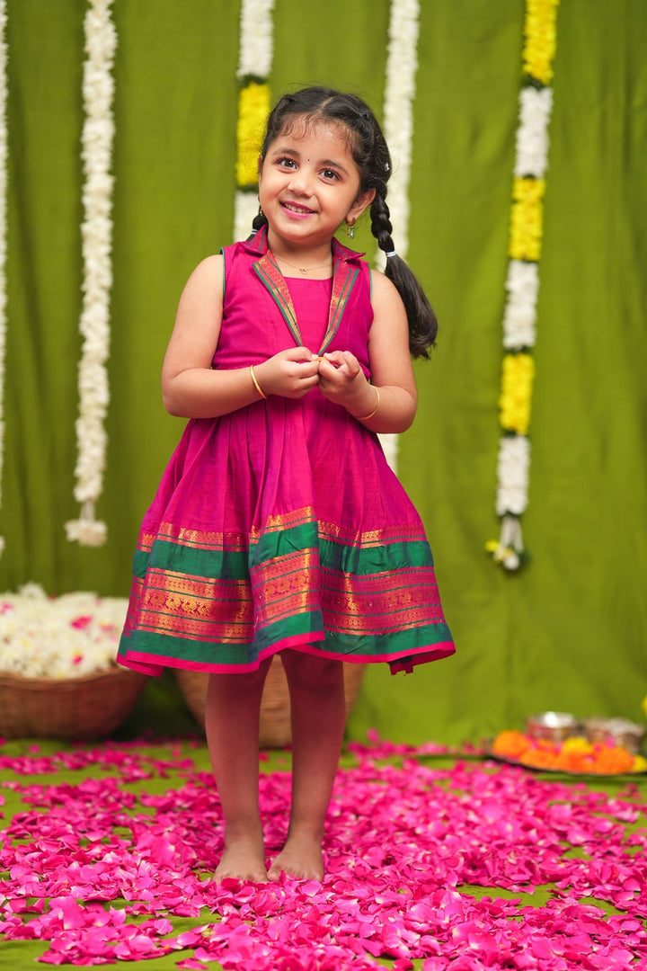 Jayanti Pink Frock Mini (Set of 2) | Made to Order | SHOBITAM