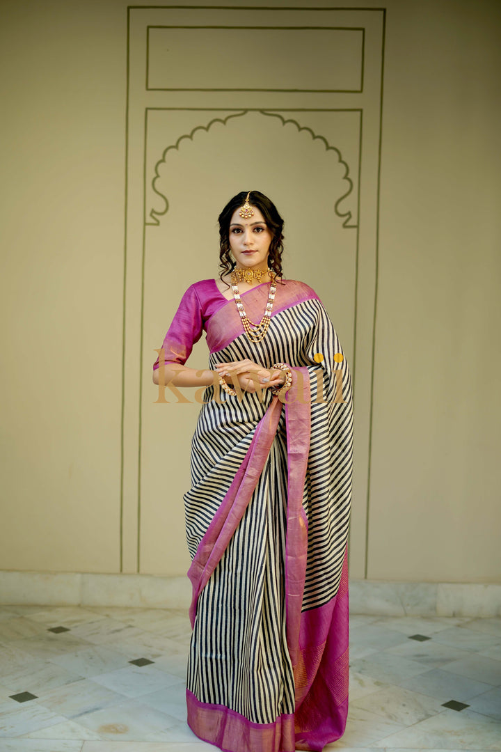Asvina Tussar Silk Saree | SILK MARK CERTIFIED | SHOBITAM