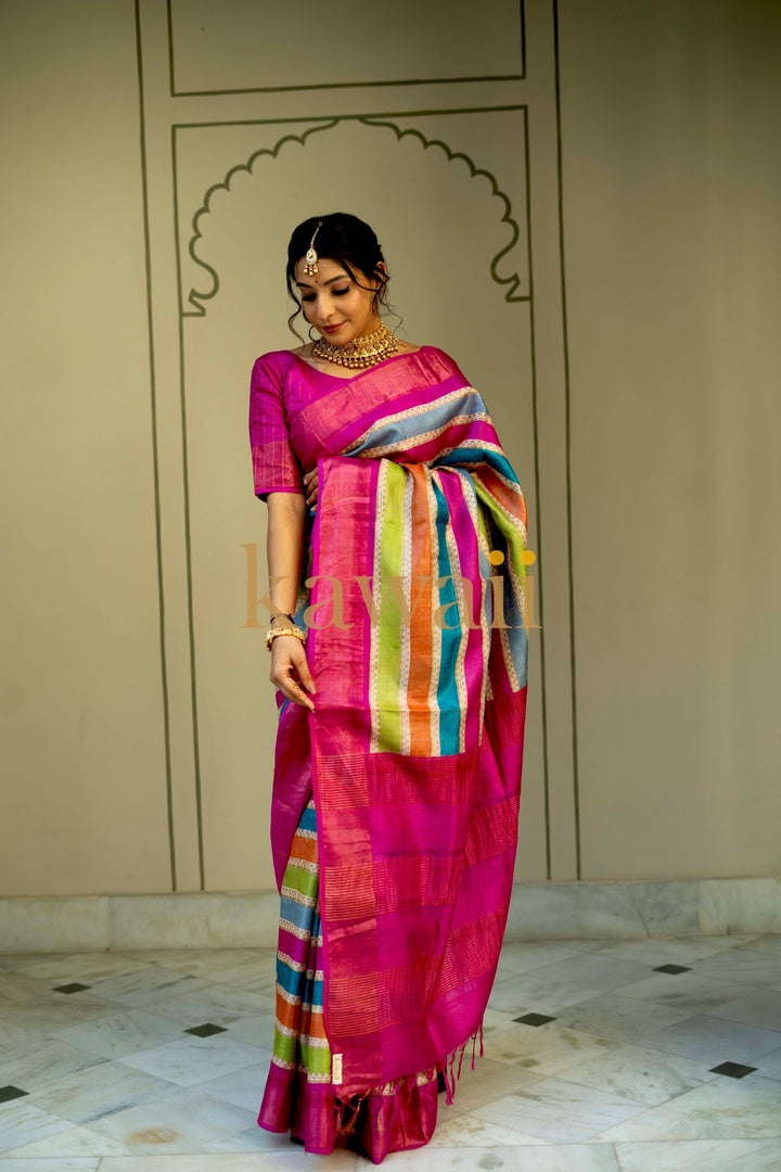 Vaisakha Tussar Silk Saree | SILK MARK CERTIFIED | SHOBITAM