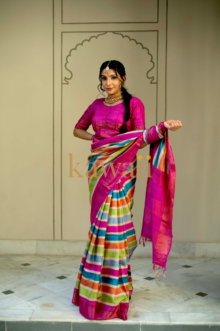 Vaisakha Tussar Silk Saree | SILK MARK CERTIFIED | SHOBITAM