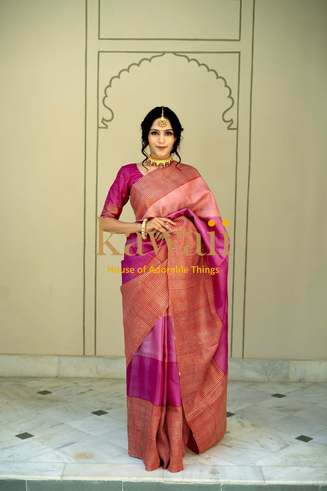 Sravana Handloom Silk Saree in shades of pink| SILK MARK CERTIFIED | SHOBITAM