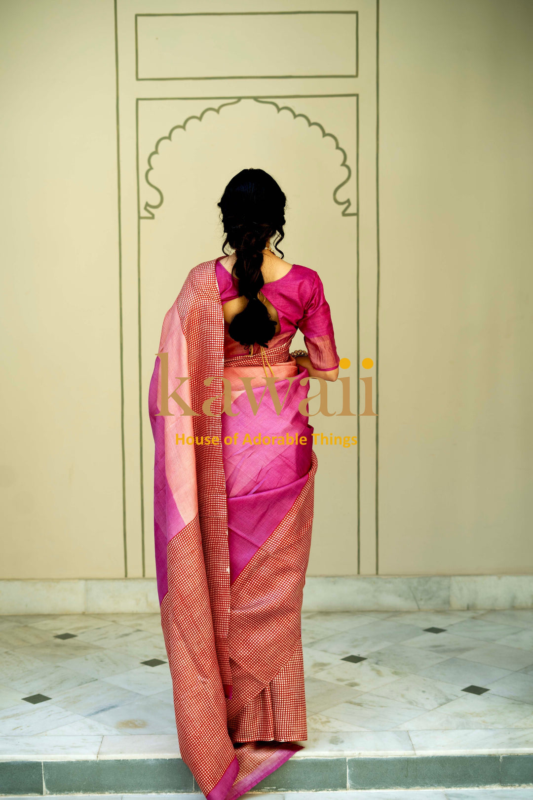 Sravana Handloom Silk Saree in shades of pink| SILK MARK CERTIFIED | SHOBITAM