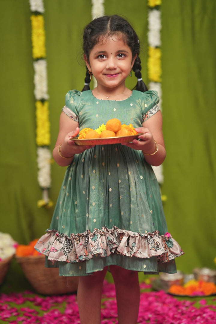 Charita Pastel green Frock Mini | Made to Order | SHOBITAM