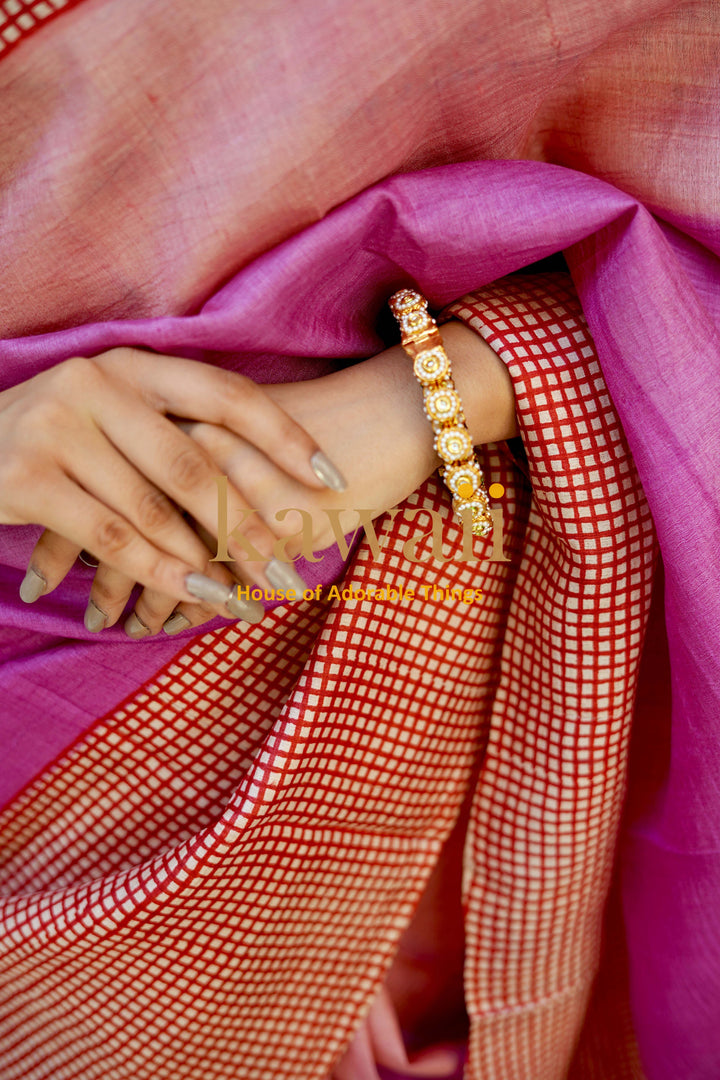Sravana Handloom Silk Saree in shades of pink| SILK MARK CERTIFIED | SHOBITAM