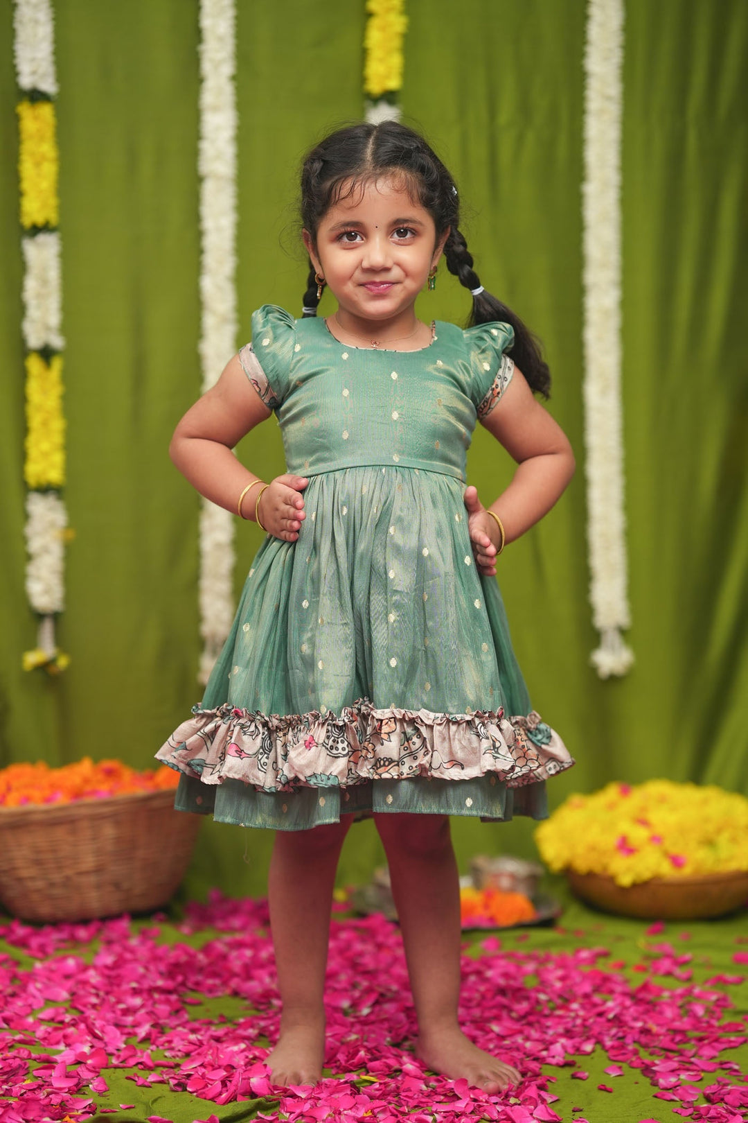 Charita Pastel green Frock Mini | Made to Order | SHOBITAM
