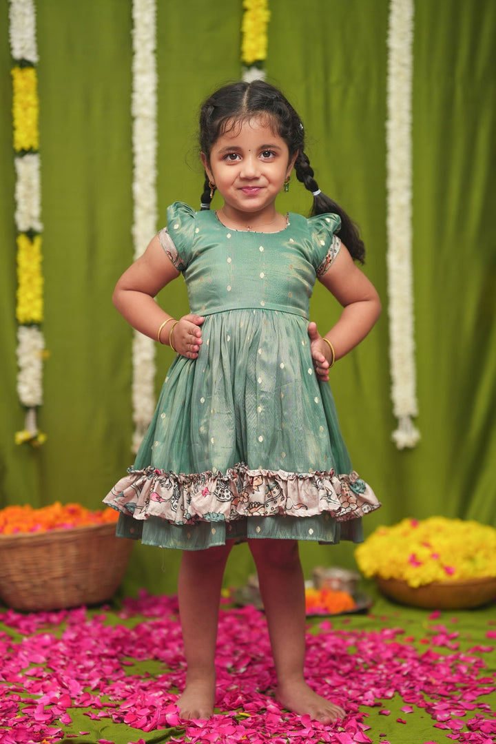 Charita Pastel green Frock Mini | Made to Order | SHOBITAM