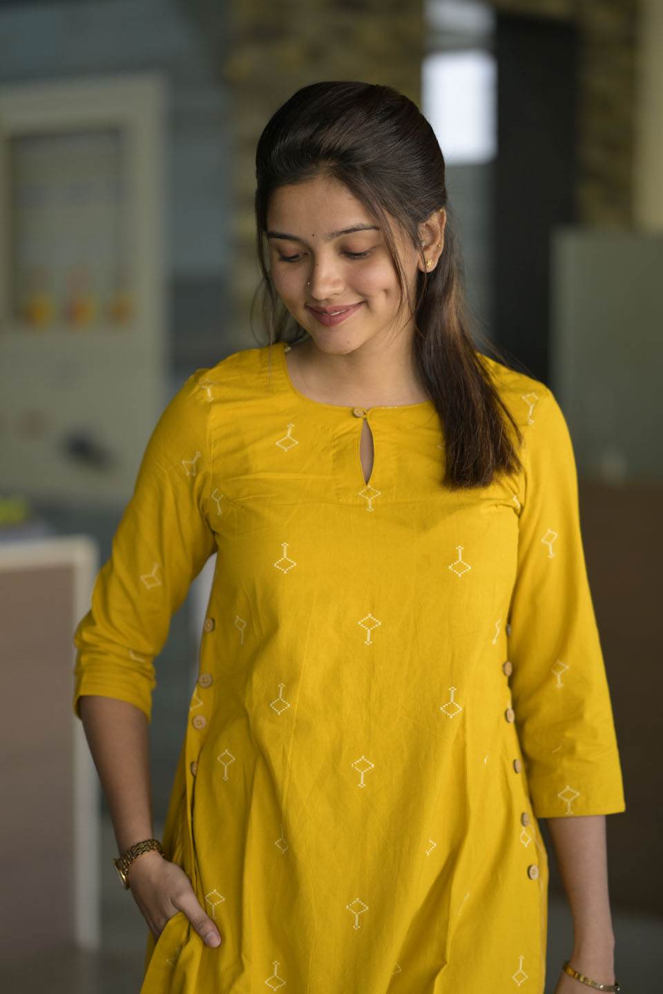 Dandelion Yellow 2 Piece Cotton  Kurti Set | Made To Order