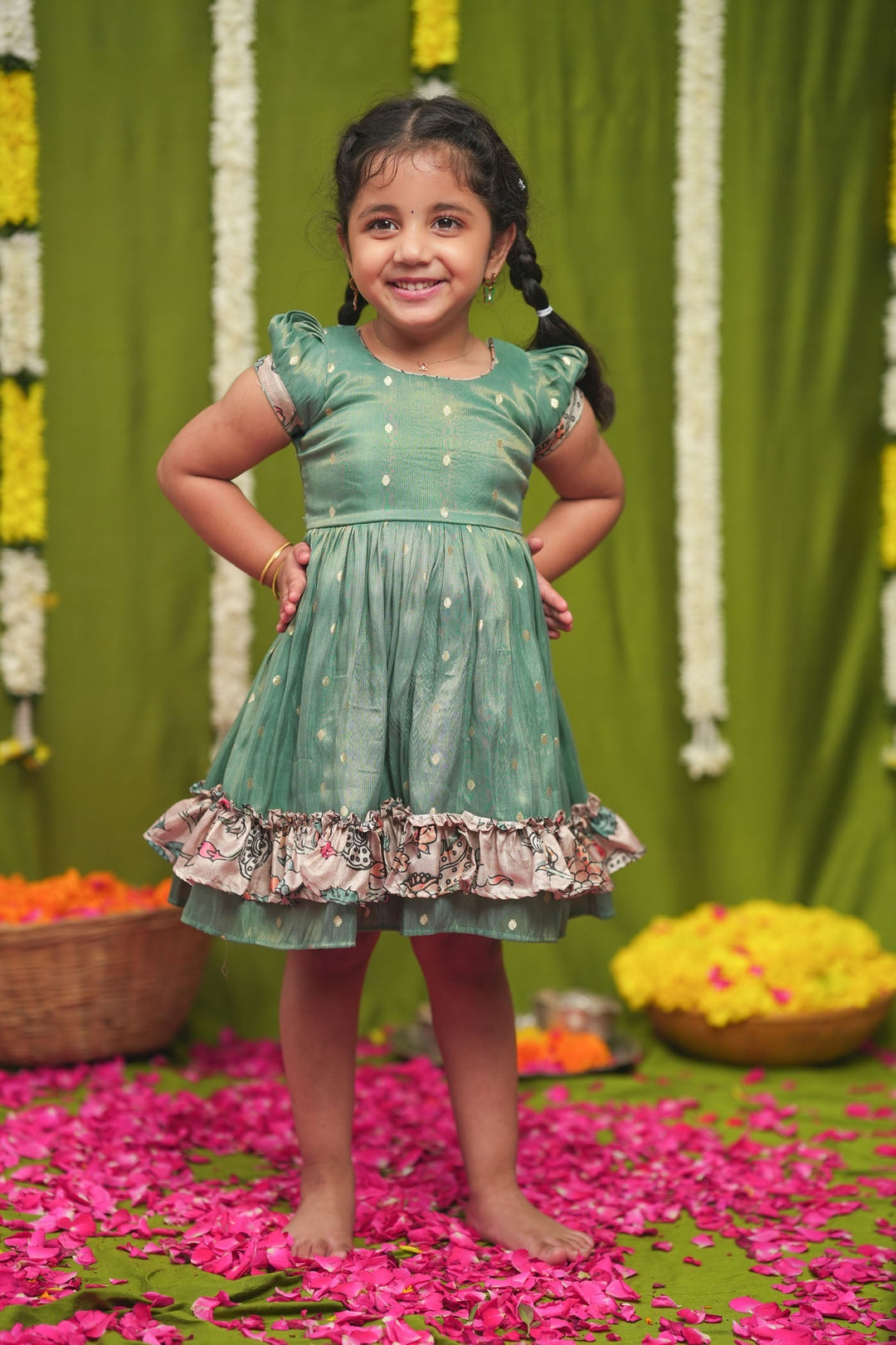 Charita Pastel green Frock Mini | Made to Order | SHOBITAM