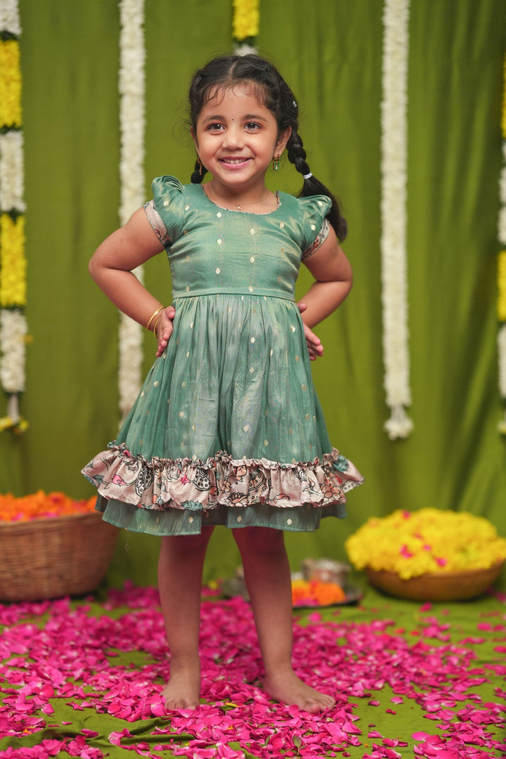 Charita Pastel green Frock Mini | Made to Order | SHOBITAM