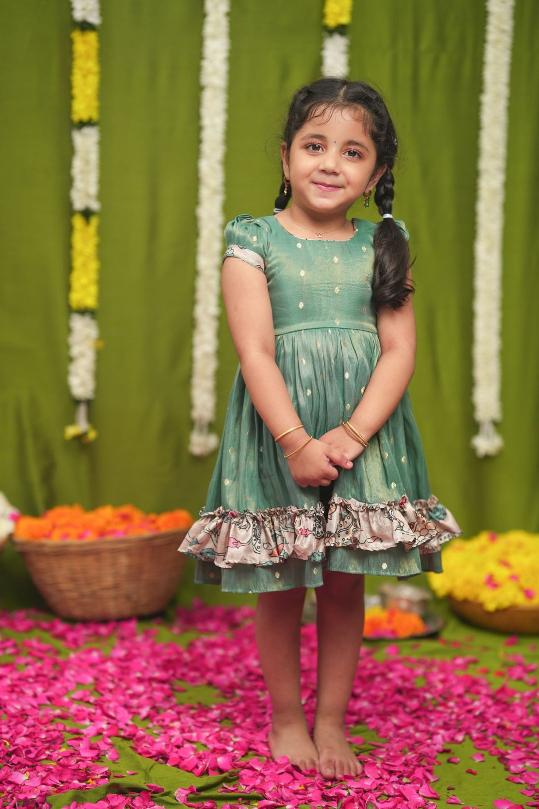 Charita Pastel green Frock Mini | Made to Order | SHOBITAM