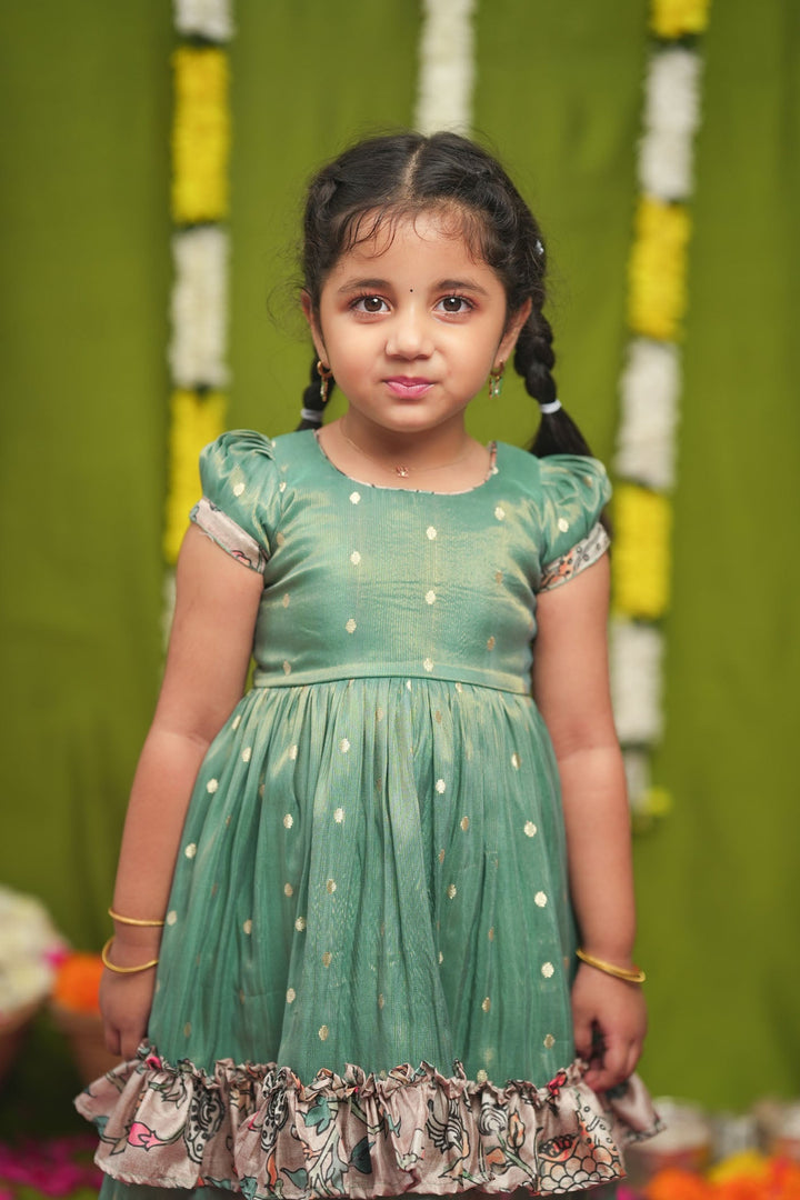 Charita Pastel green Frock Mini | Made to Order | SHOBITAM