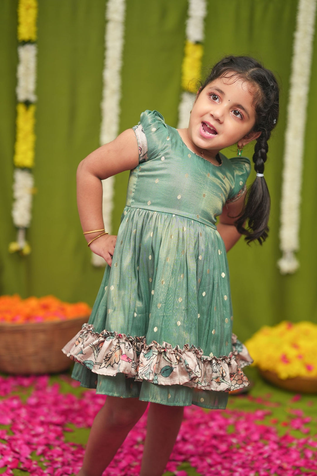 Charita Pastel green Frock Mini | Made to Order | SHOBITAM