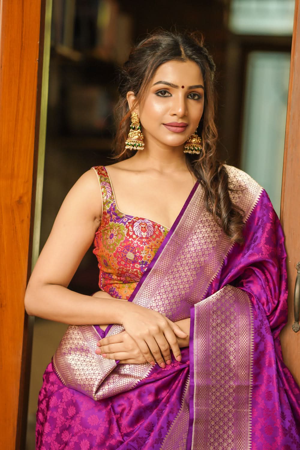 Made To Order: Banarasi Multicolor Brocade blouse with Cutdana Straps