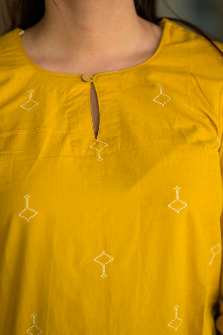 Dandelion Yellow 2 Piece Cotton  Kurti Set | Made To Order