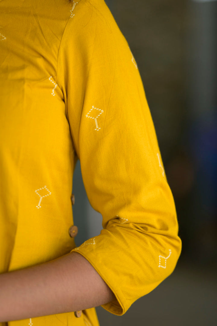 Dandelion Yellow 2 Piece Cotton  Kurti Set | Made To Order