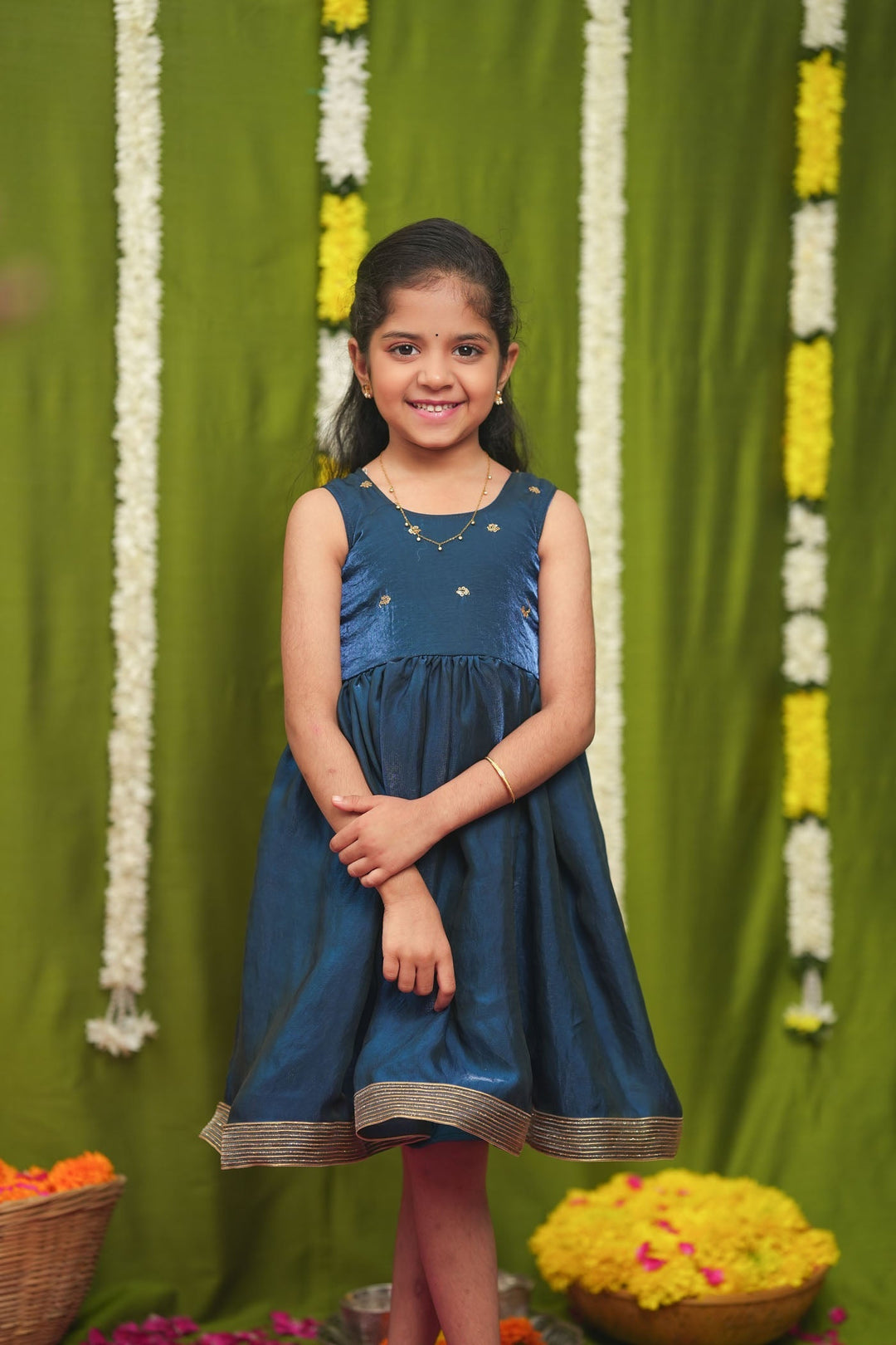 Mrinalini Blue Frock Mini | Made to Order | SHOBITAM