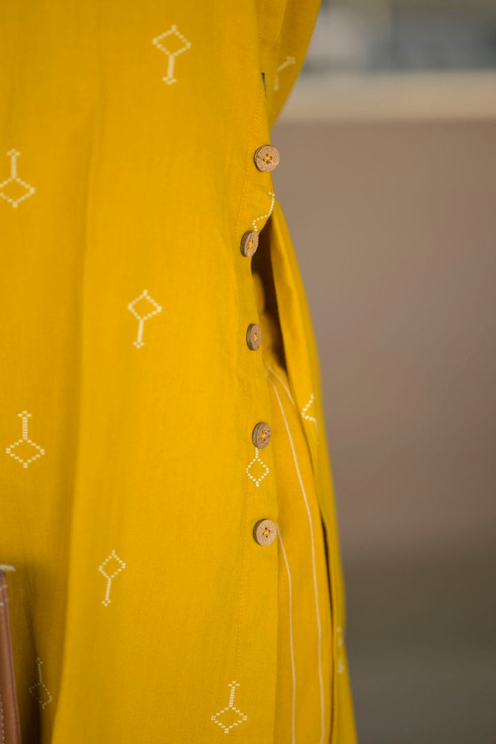 Dandelion Yellow 2 Piece Cotton  Kurti Set | Made To Order