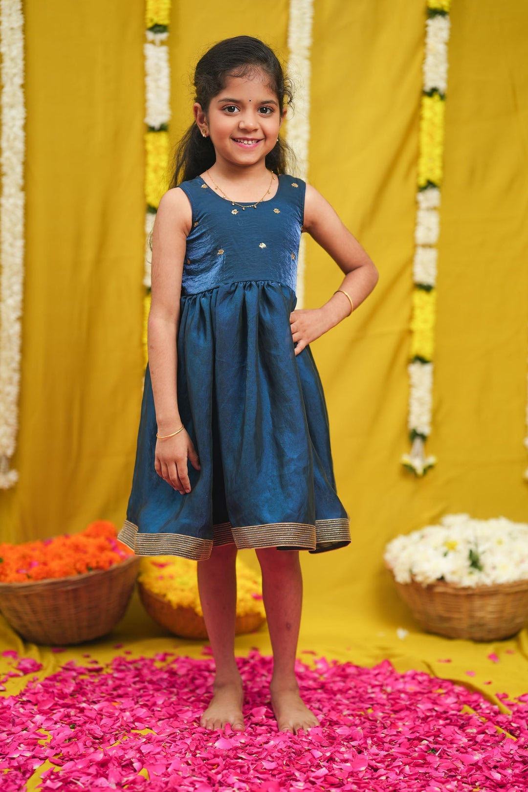 Mrinalini Blue Frock Mini | Made to Order | SHOBITAM