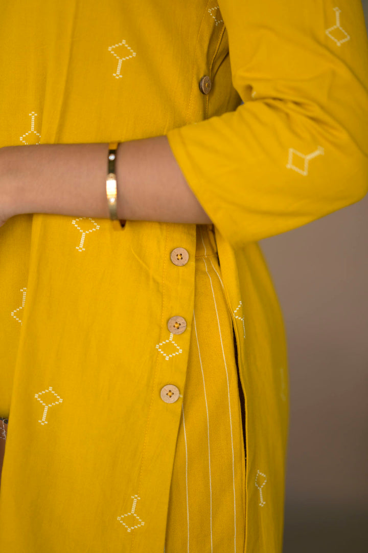 Dandelion Yellow 2 Piece Cotton  Kurti Set | Made To Order