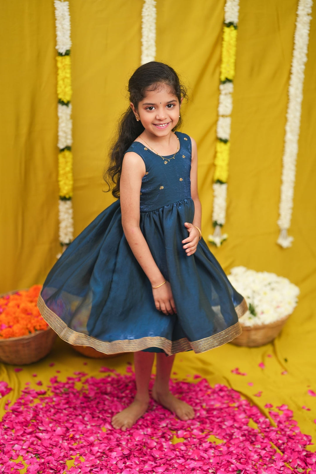 Mrinalini Blue Frock Mini | Made to Order | SHOBITAM