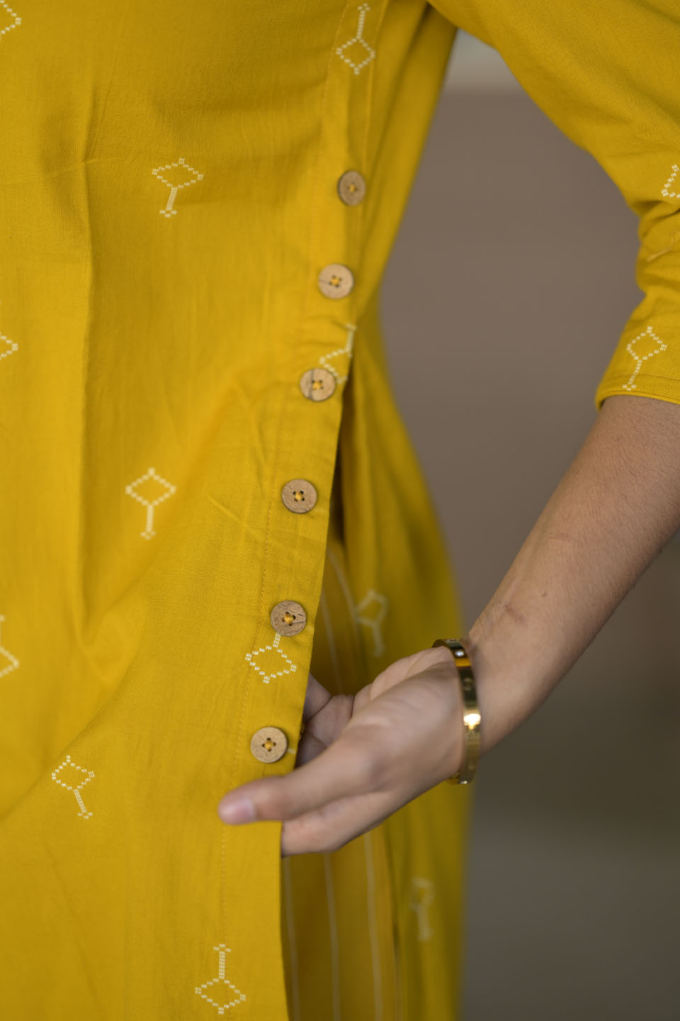 Dandelion Yellow 2 Piece Cotton  Kurti Set | Made To Order