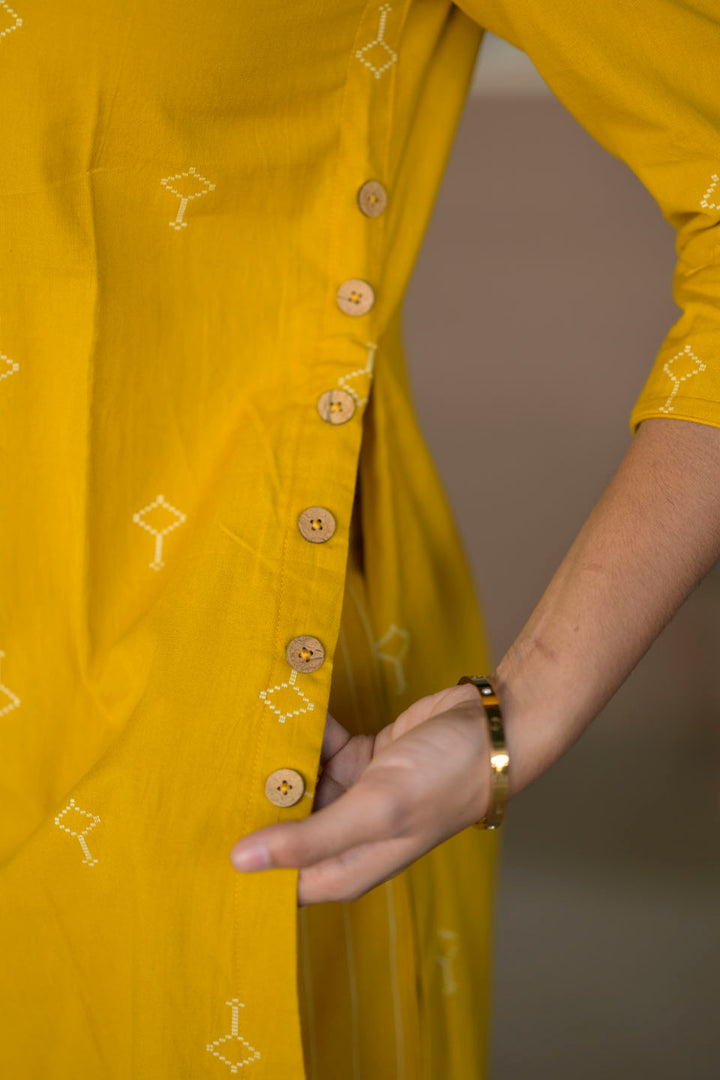 Dandelion Yellow 2 Piece Cotton  Kurti Set | Made To Order