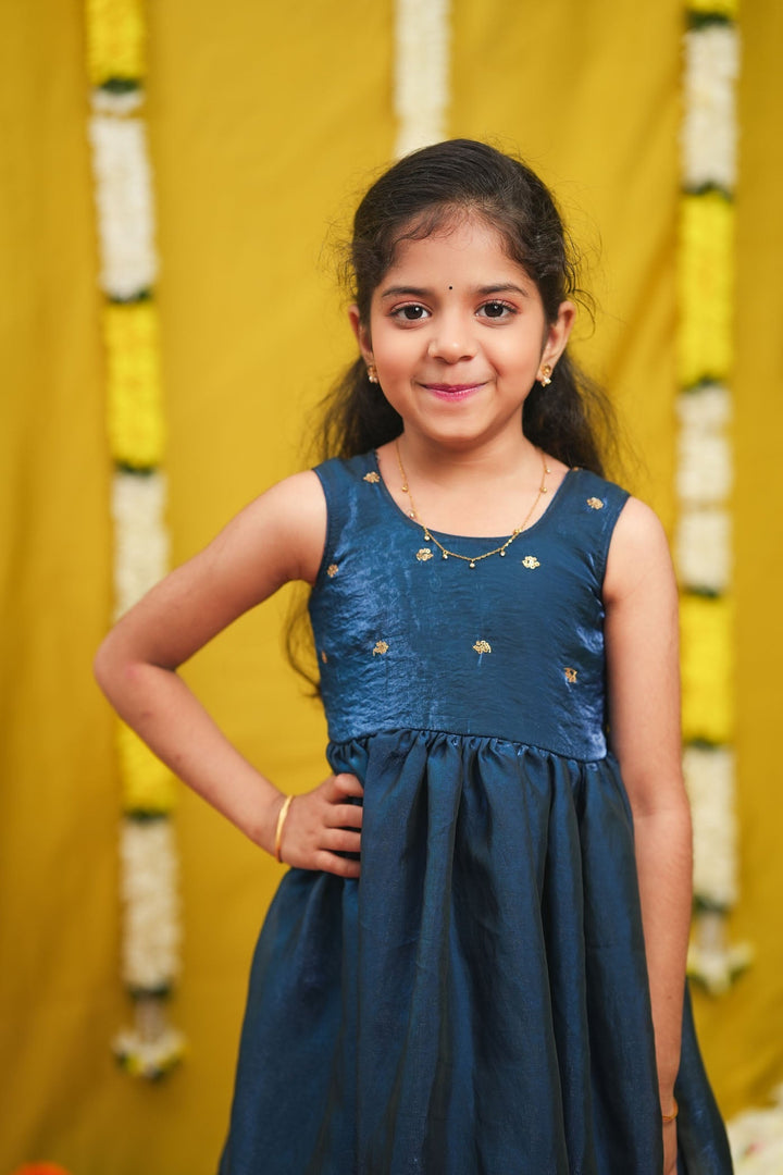 Mrinalini Blue Frock Mini | Made to Order | SHOBITAM