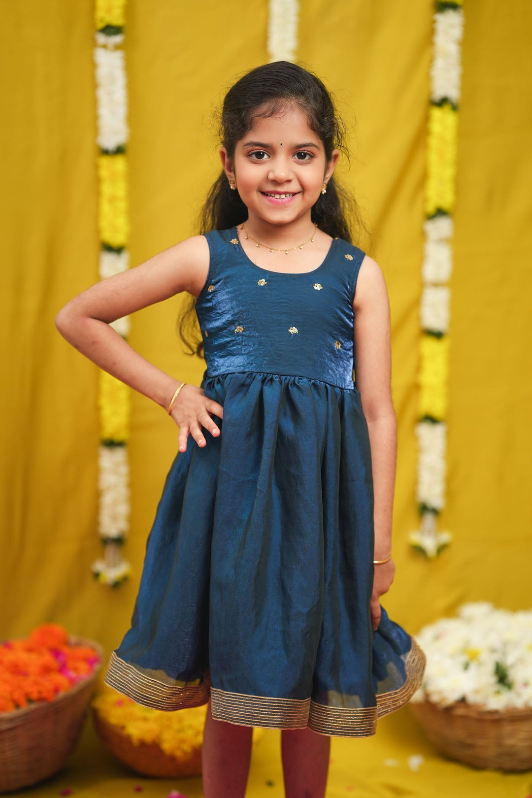 Mrinalini Blue Frock Mini | Made to Order | SHOBITAM