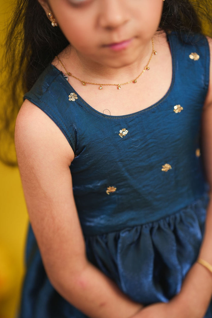 Mrinalini Blue Frock Mini | Made to Order | SHOBITAM