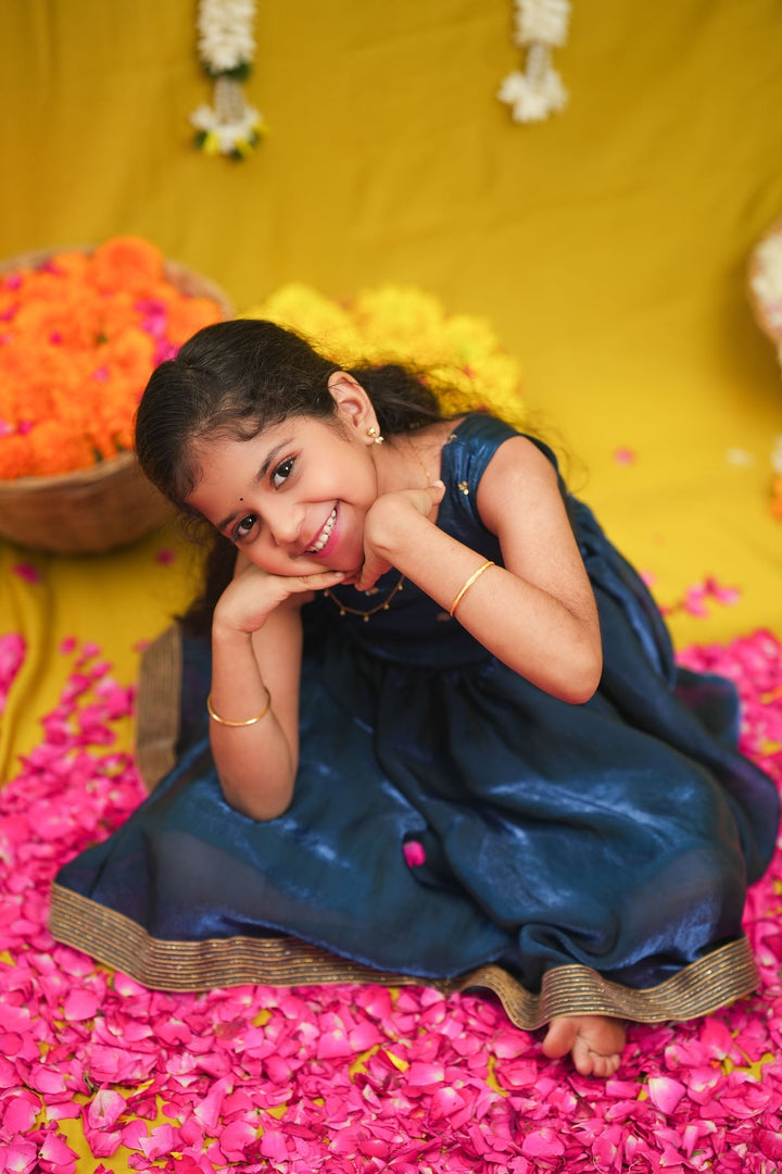 Mrinalini Blue Frock Mini | Made to Order | SHOBITAM