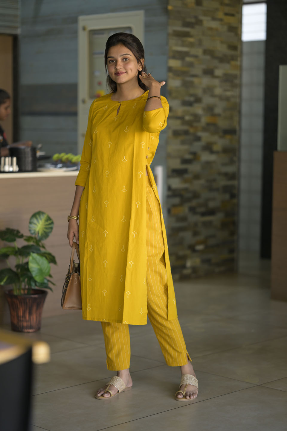 Dandelion Yellow 2 Piece Cotton  Kurti Set | Made To Order