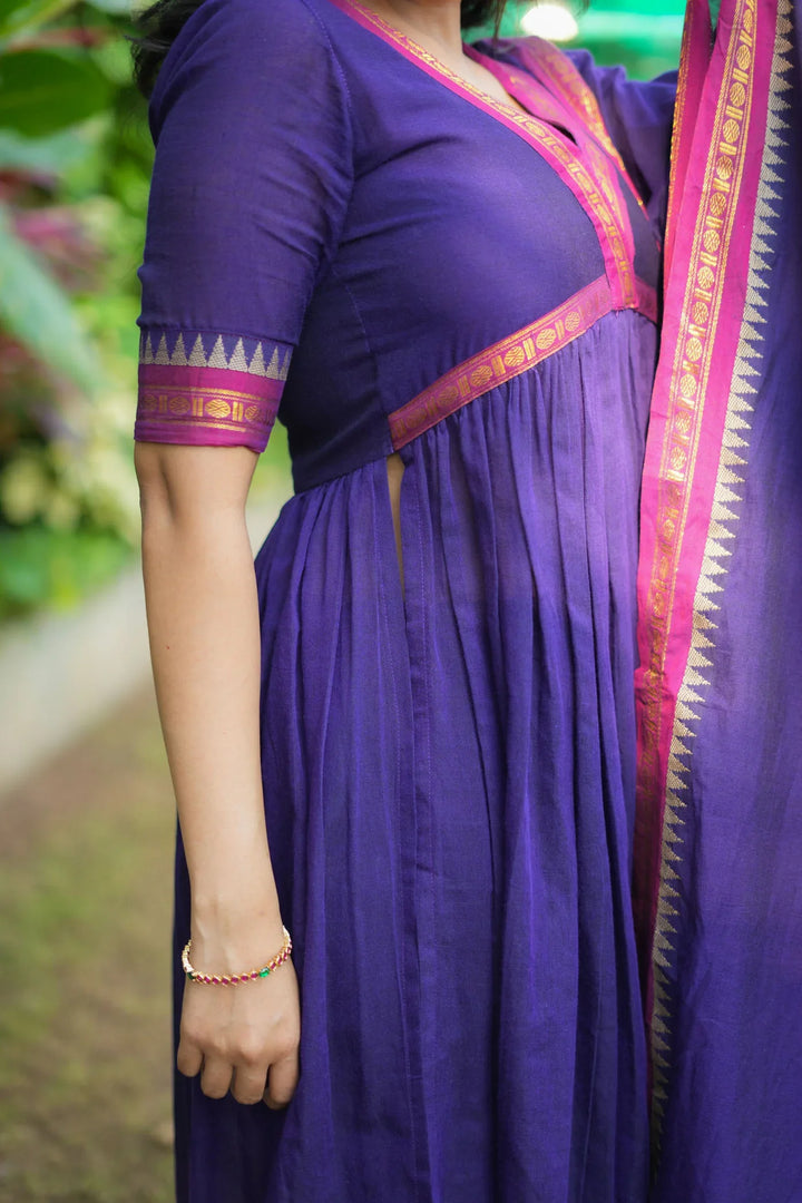 Avanti Royal Purple Anarkali Kurta Set with dupatta | Made To Order