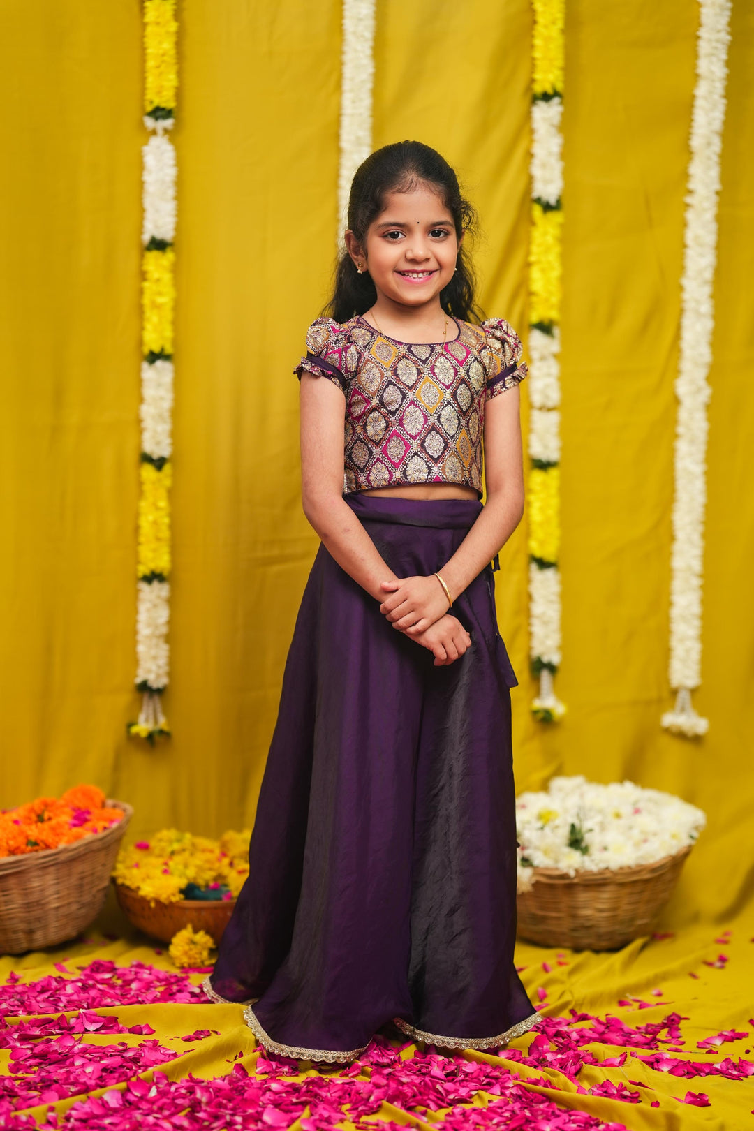 Tashi Purple Croptop Skirt Mini | Made To Order