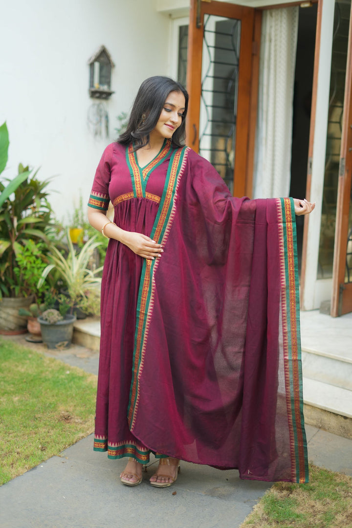 Avanti Maroon Anarkali Kurta Set | Made to Order | SHOBITAM