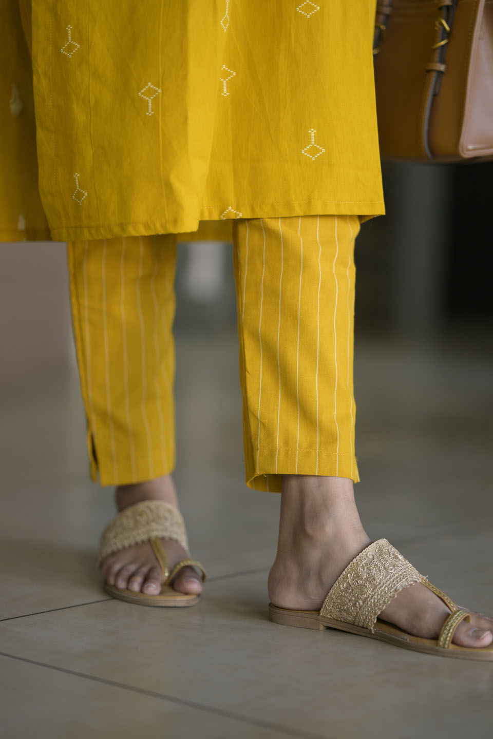 Dandelion Yellow 2 Piece Cotton  Kurti Set | Made To Order