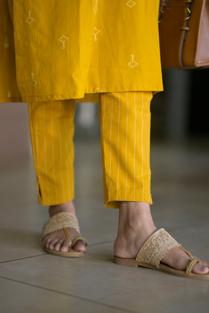 Dandelion Yellow 2 Piece Cotton  Kurti Set | Made To Order