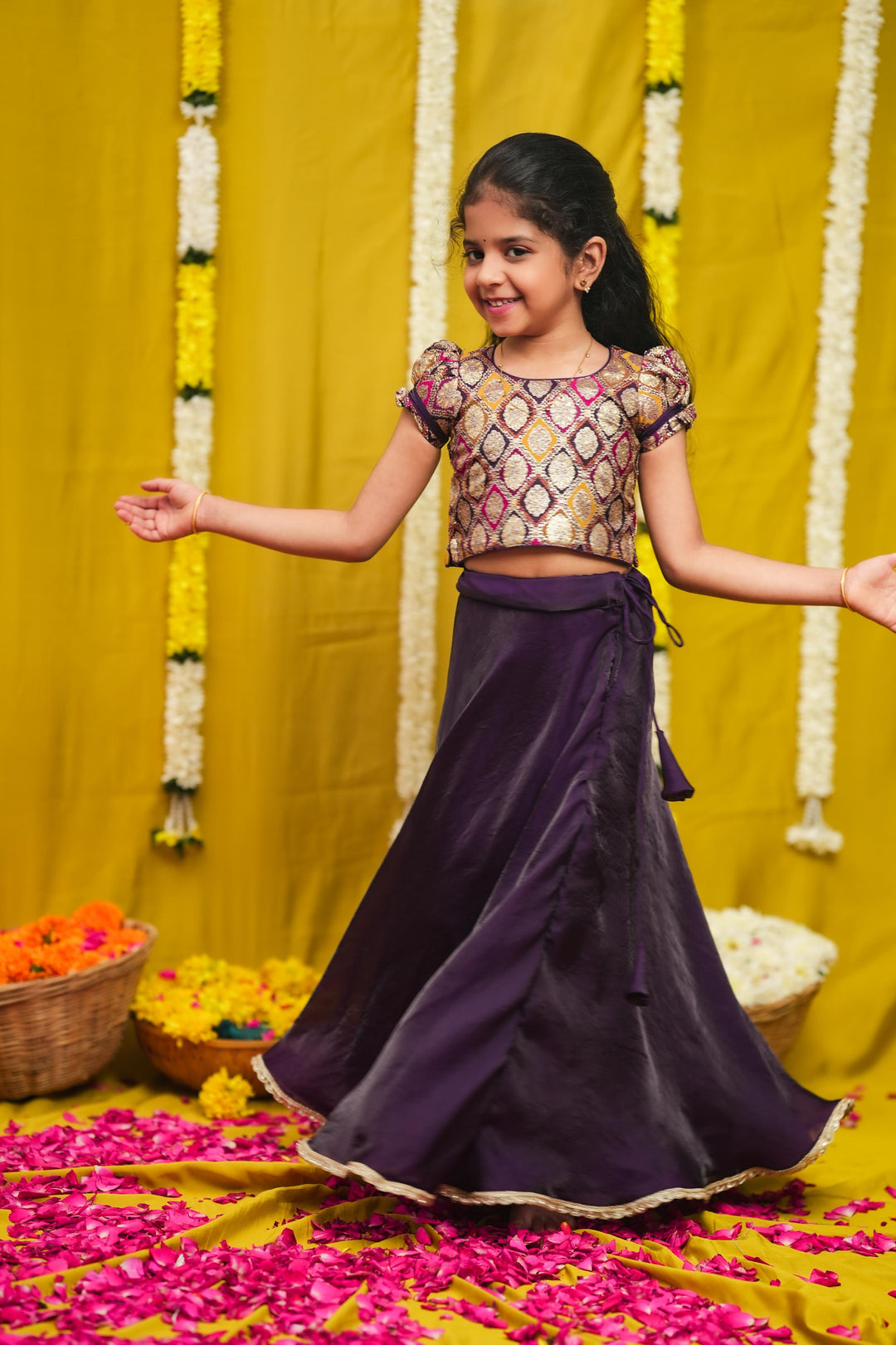 Tashi Purple Croptop Skirt Mini | Made To Order