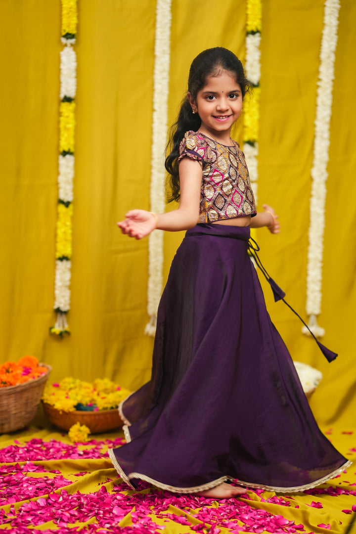 Tashi Purple Croptop Skirt Mini | Made To Order