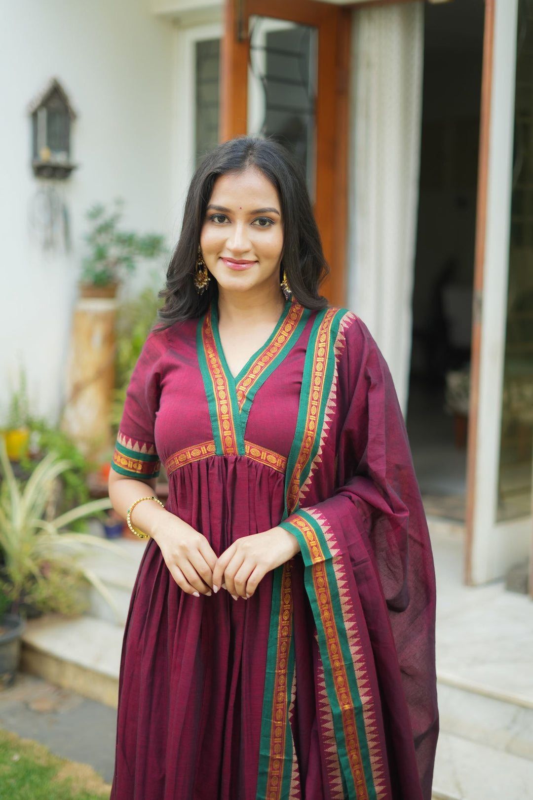 Avanti Maroon Anarkali Kurta Set | Made to Order | SHOBITAM