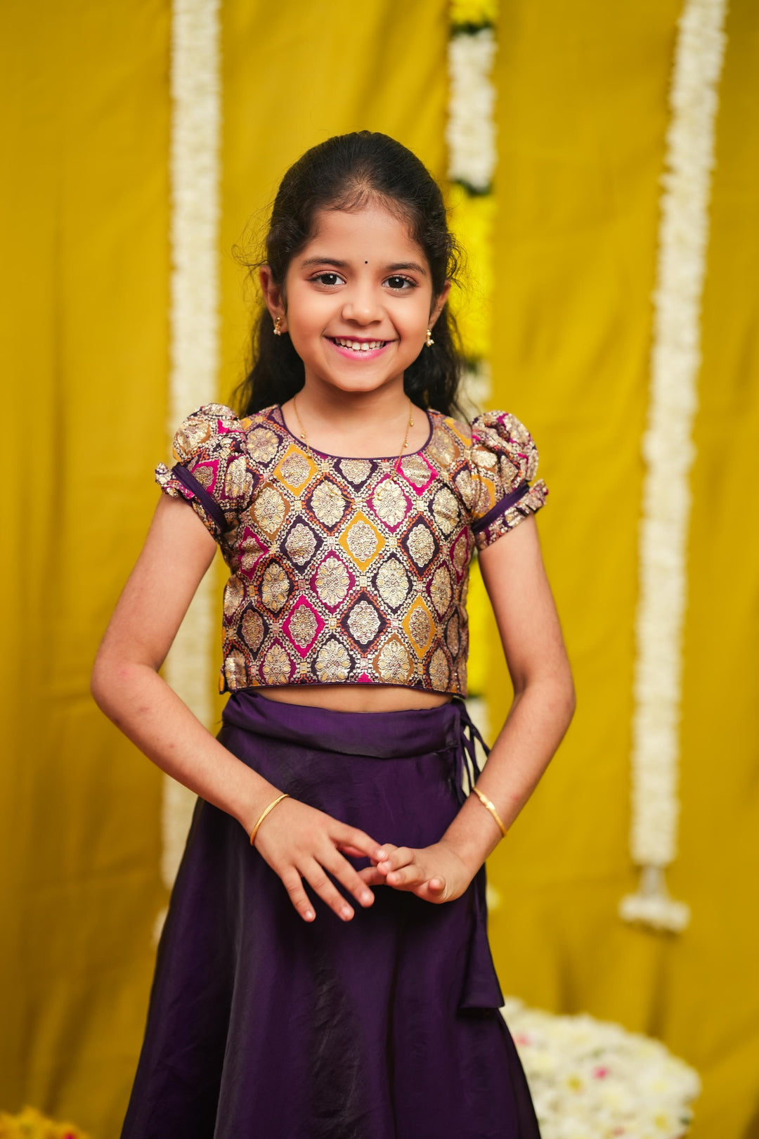 Tashi Purple Croptop Skirt Mini | Made To Order