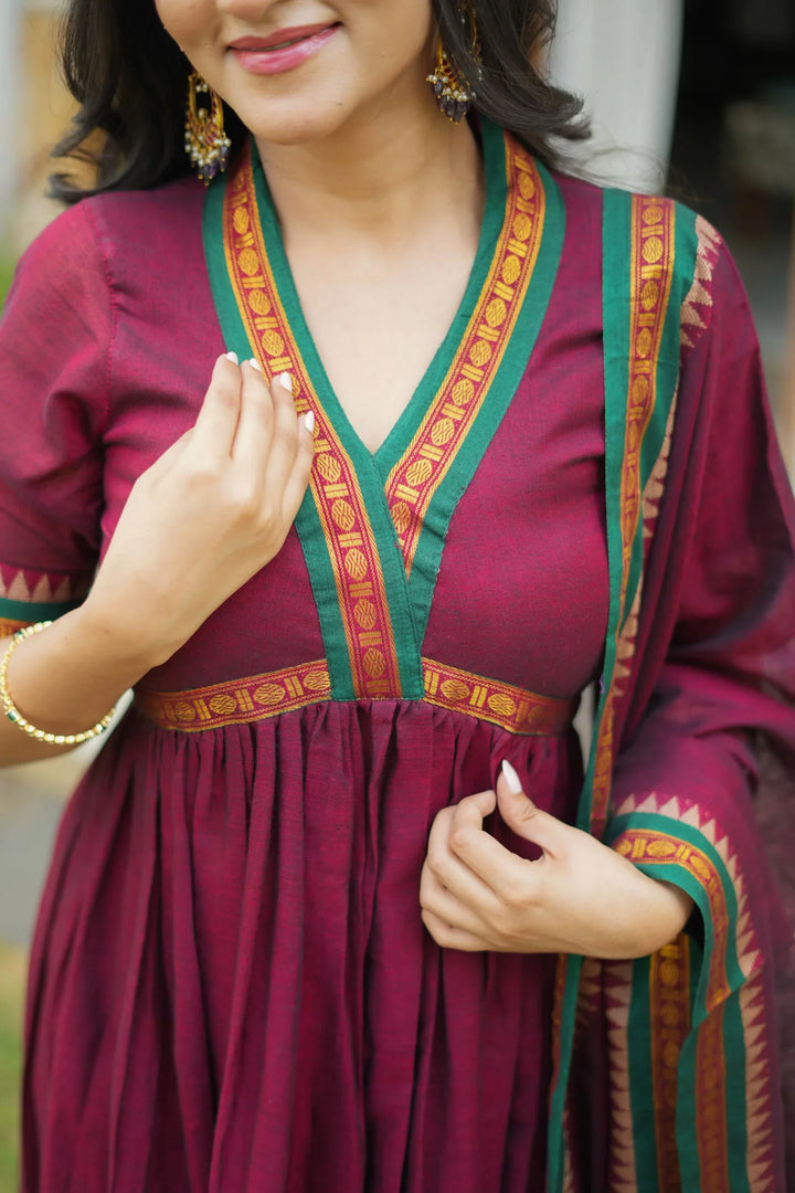 Avanti Royal Purple Anarkali Kurta Set Without Dupatta | Made To Order