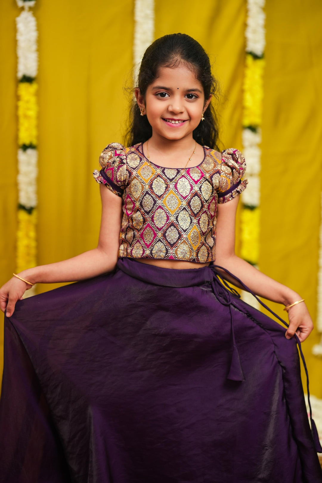 Tashi Purple Croptop Skirt Mini | Made To Order