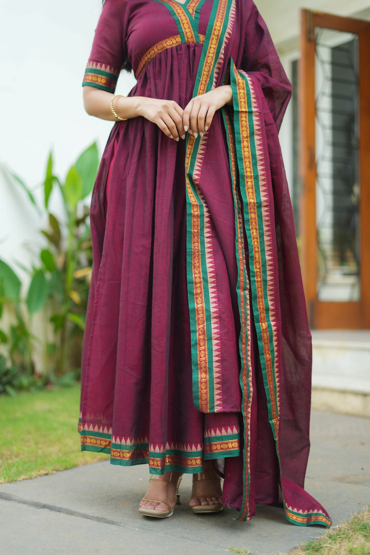 Avanti Maroon Anarkali Kurta Set | Made to Order | SHOBITAM