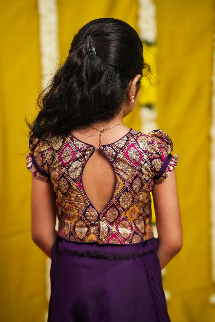 Tashi Purple Croptop Skirt Mini | Made To Order