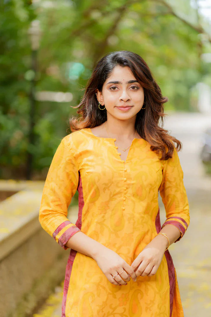 Mustard Kurti Set Kurti and Bottom 2-Piece Set | Made to Order