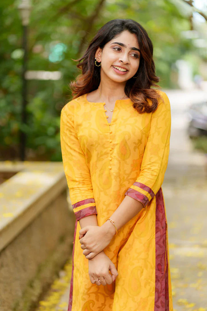 Mustard Kurti Set Kurti and Bottom 2-Piece Set | Made to Order