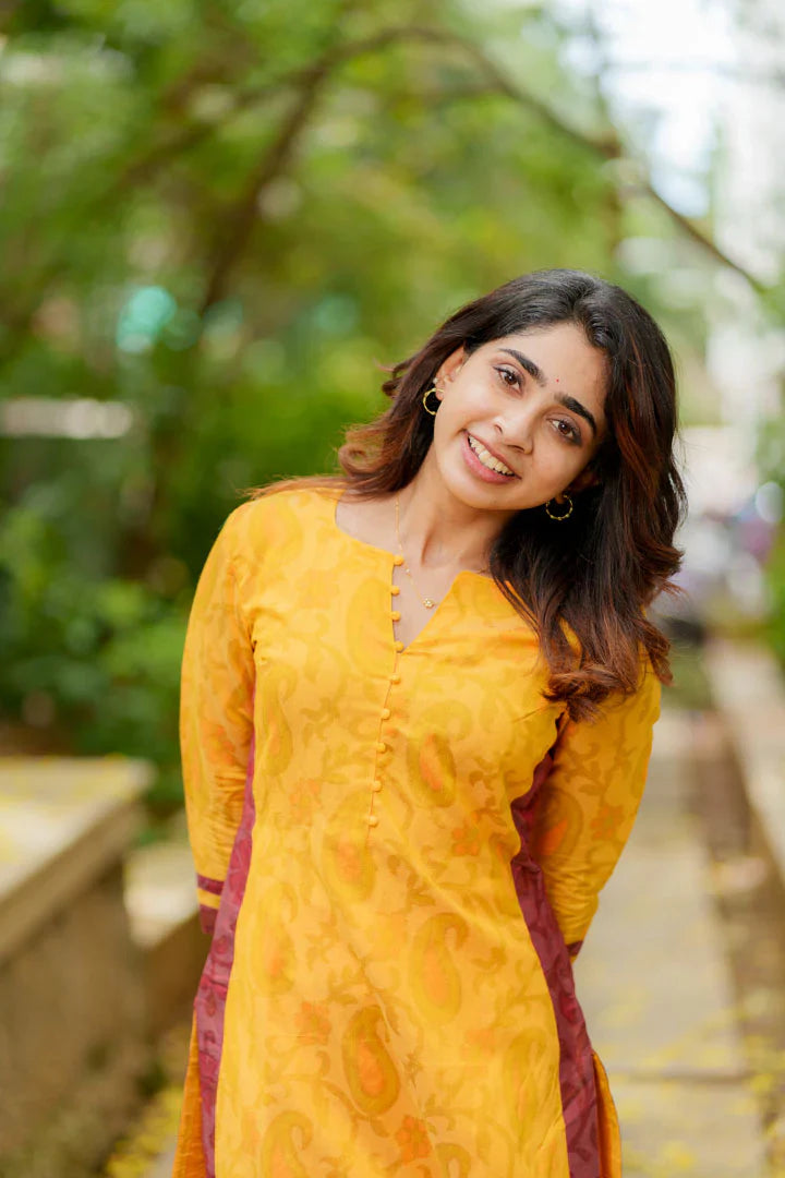 Mustard Kurti Set Kurti and Bottom 2-Piece Set | Made to Order