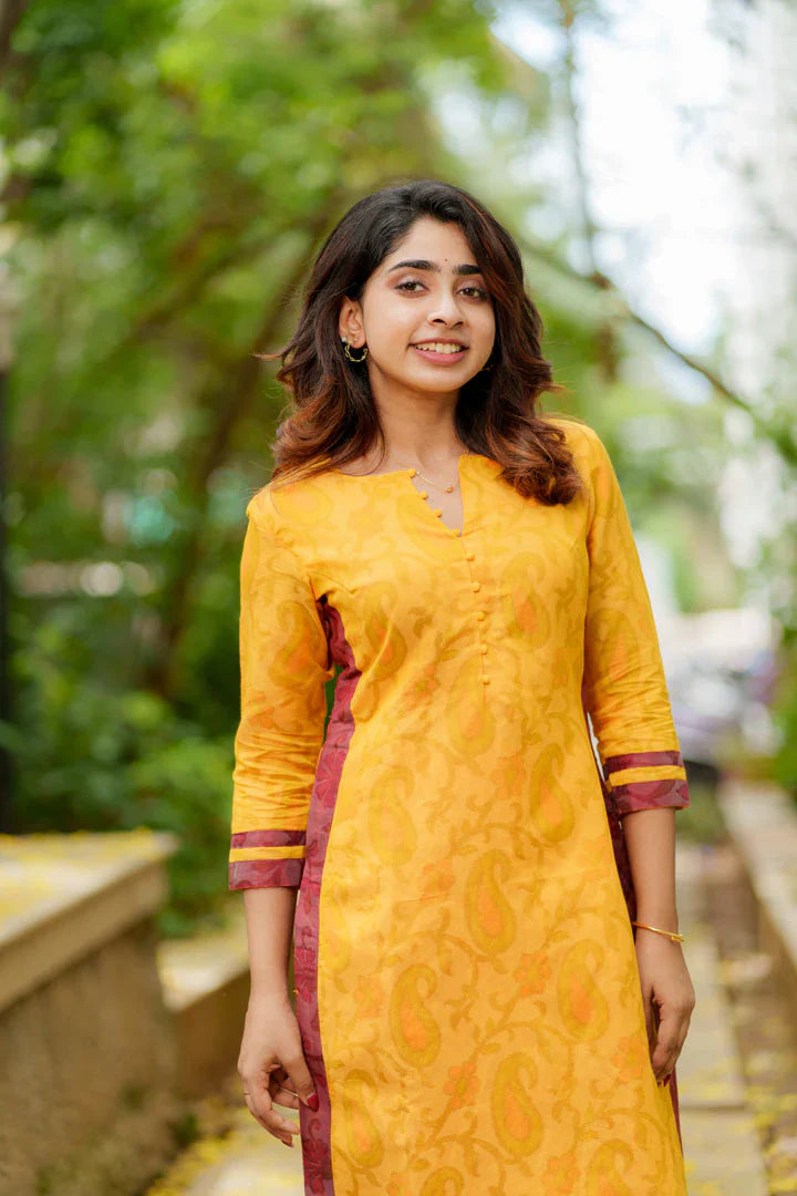 Mustard Kurti Set Kurti and Bottom 2-Piece Set | Made to Order