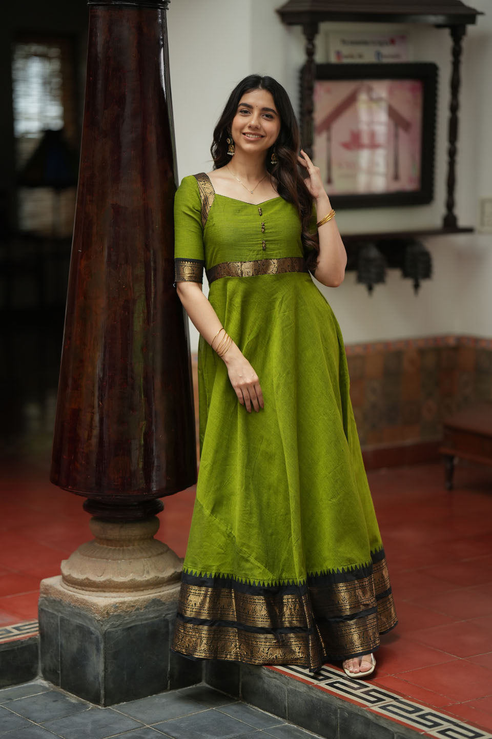 Suhasini Green Maxi Dress | Made to Order | SHOBITAM