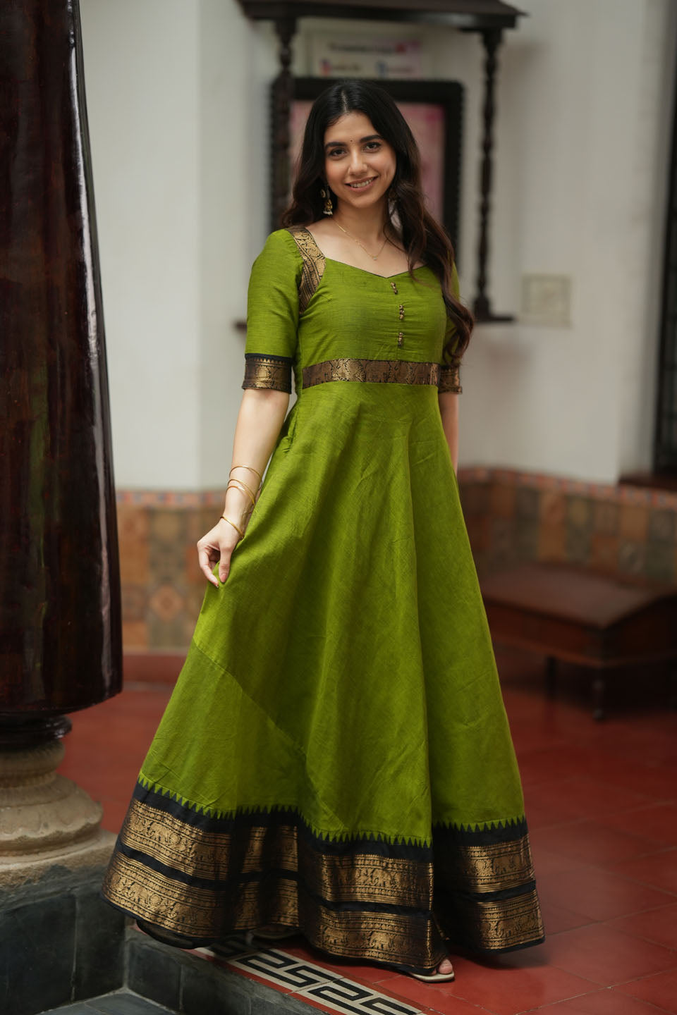 Suhasini Green Maxi Dress | Made to Order | SHOBITAM